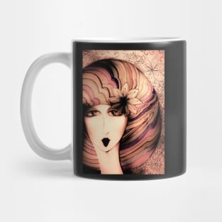 70S ART POSTER GIRL WITH DECO STRIPE PAGEBOY Mug